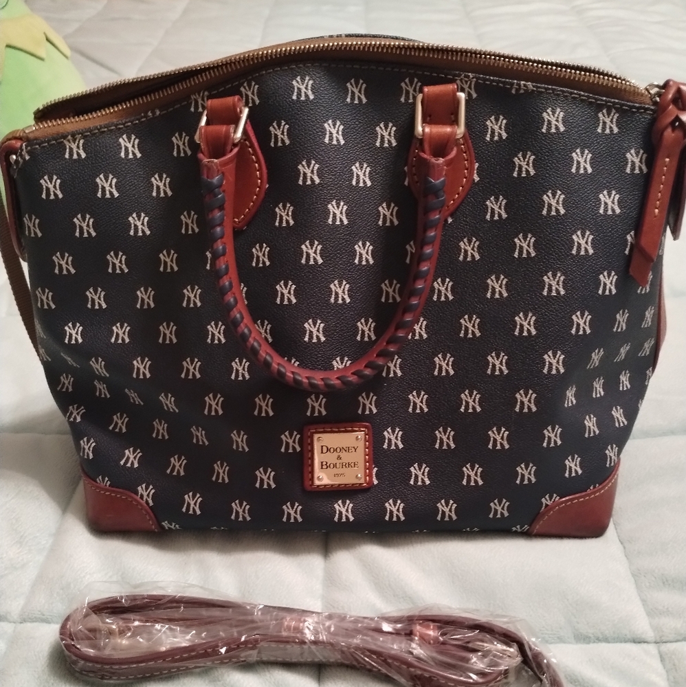 Dooney & Bourke Navy and Brown Satchel